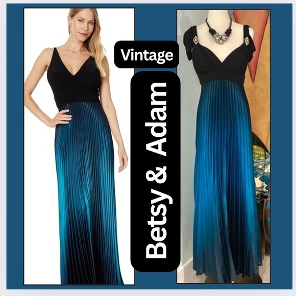 🔥Betsy & Adam,Stunning Statement Gown, Long Ity Ombre Charmous Dress,EUC,Size 6 - Picture 8 of 16